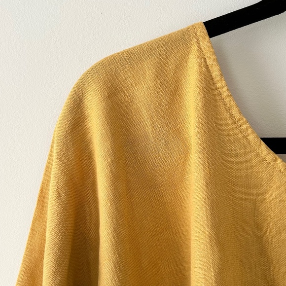 Golden Yellow Linen Midi Dress - Picture 13 of 16